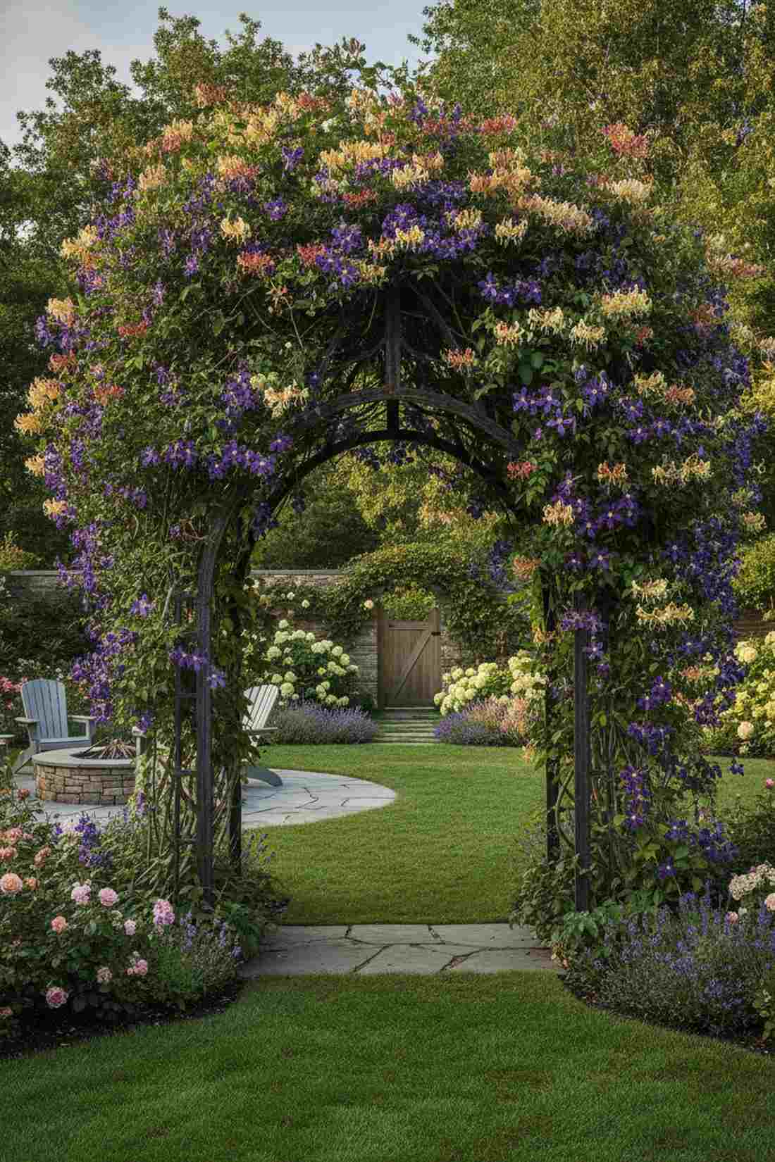 lonicera serotina with viticella clematis