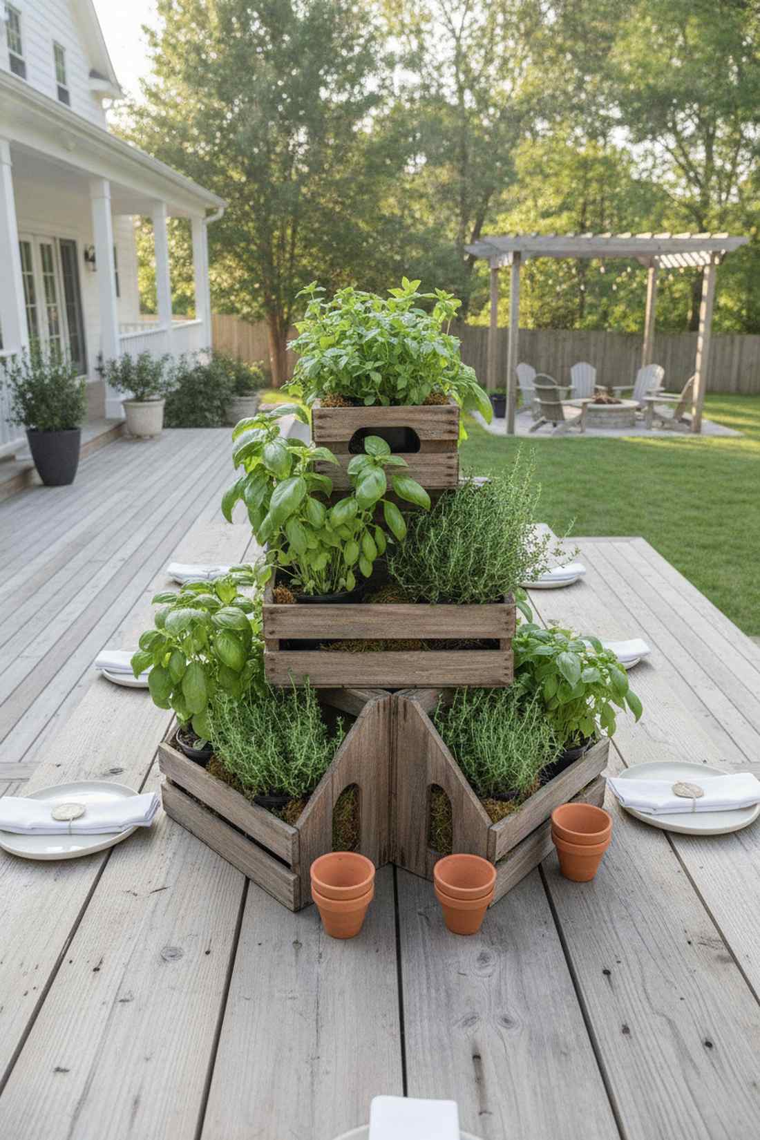 mixed herb garden crates