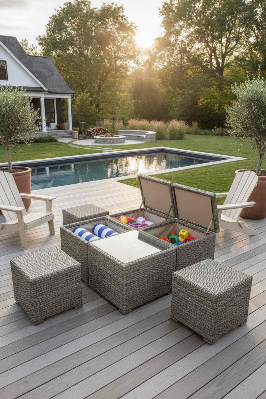 modular wicker cubes with hidden storage