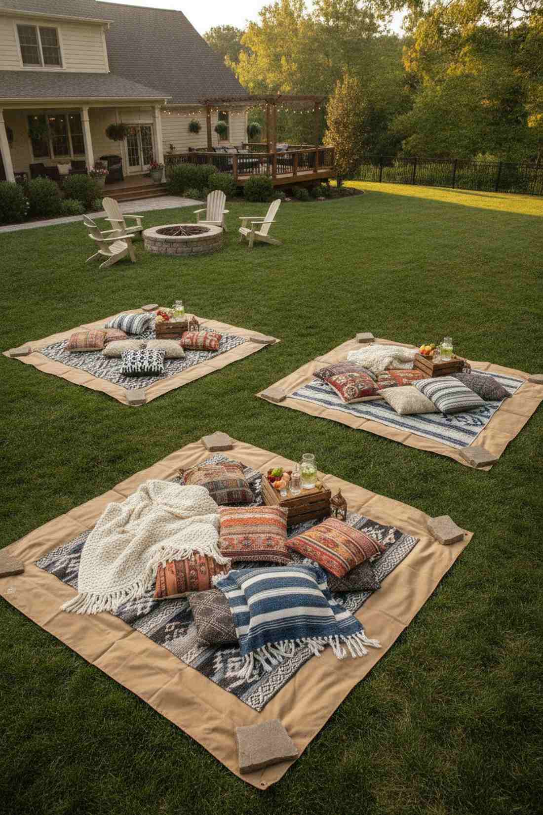 picnic blanket seating clusters