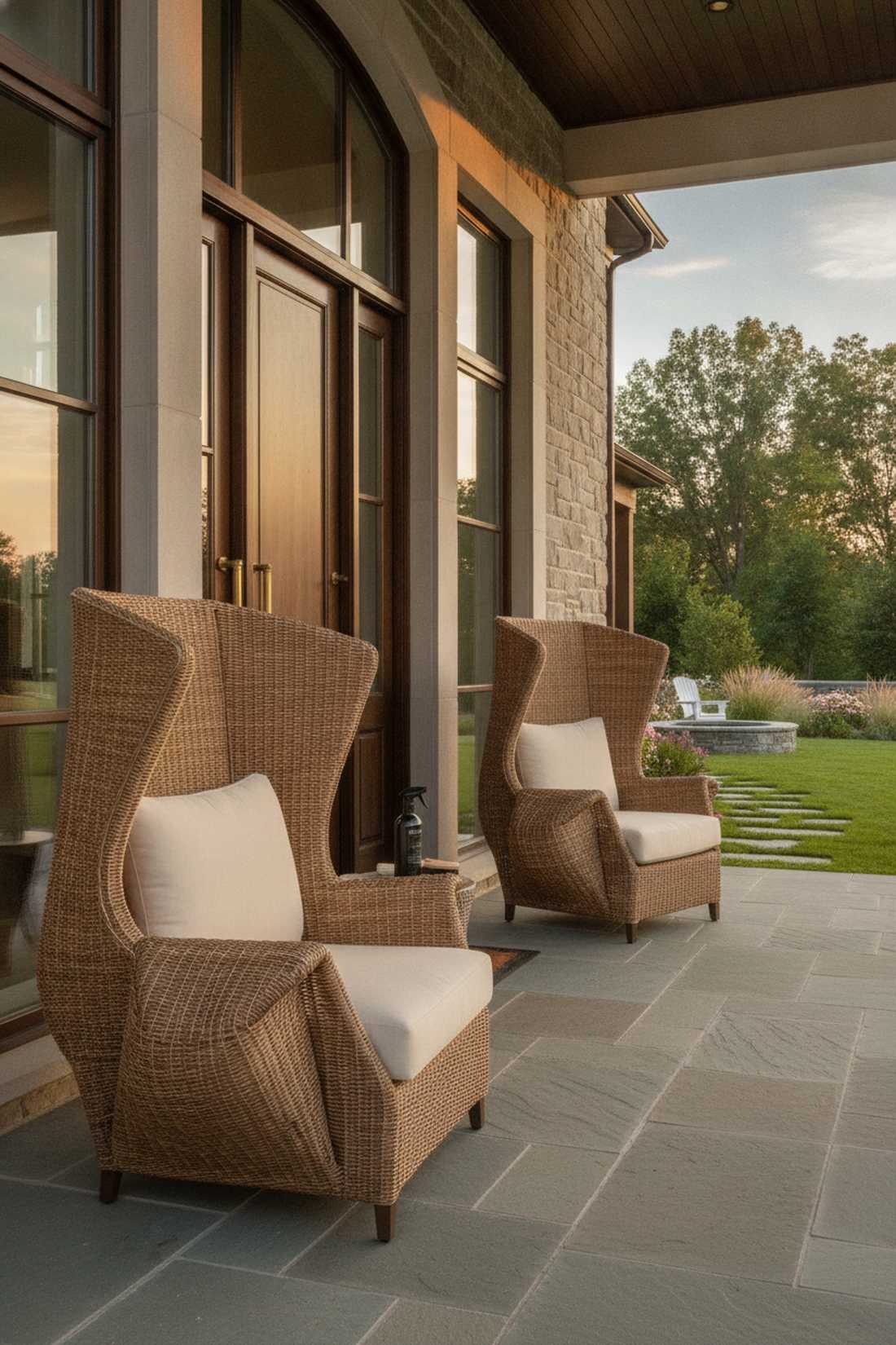 point curio woven statement chairs