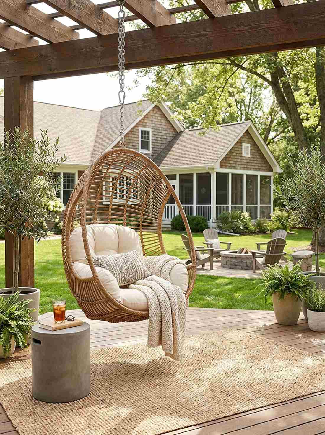 rattan hanging swing chairs