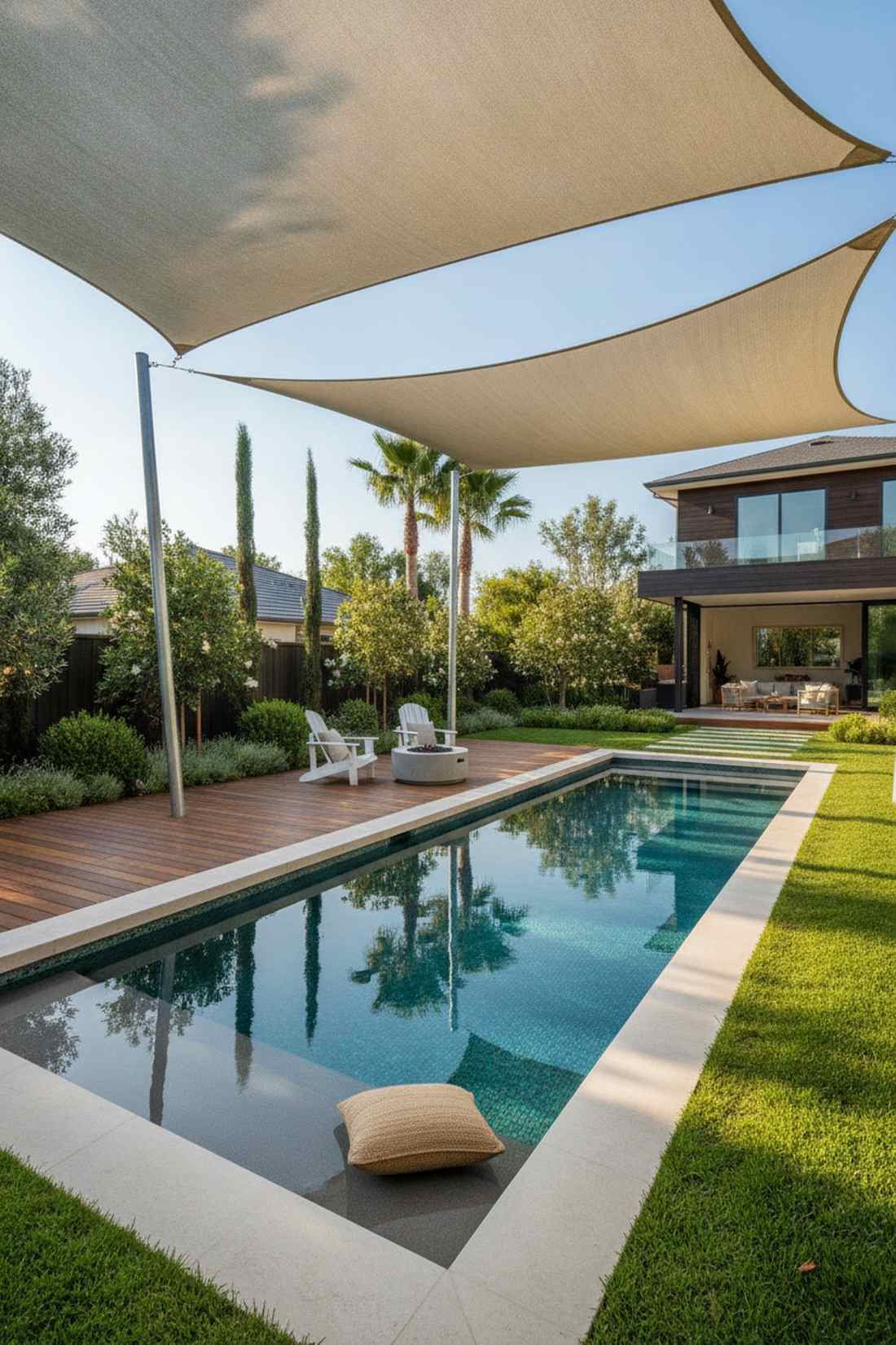 rectangular plunge pool with bench ledge