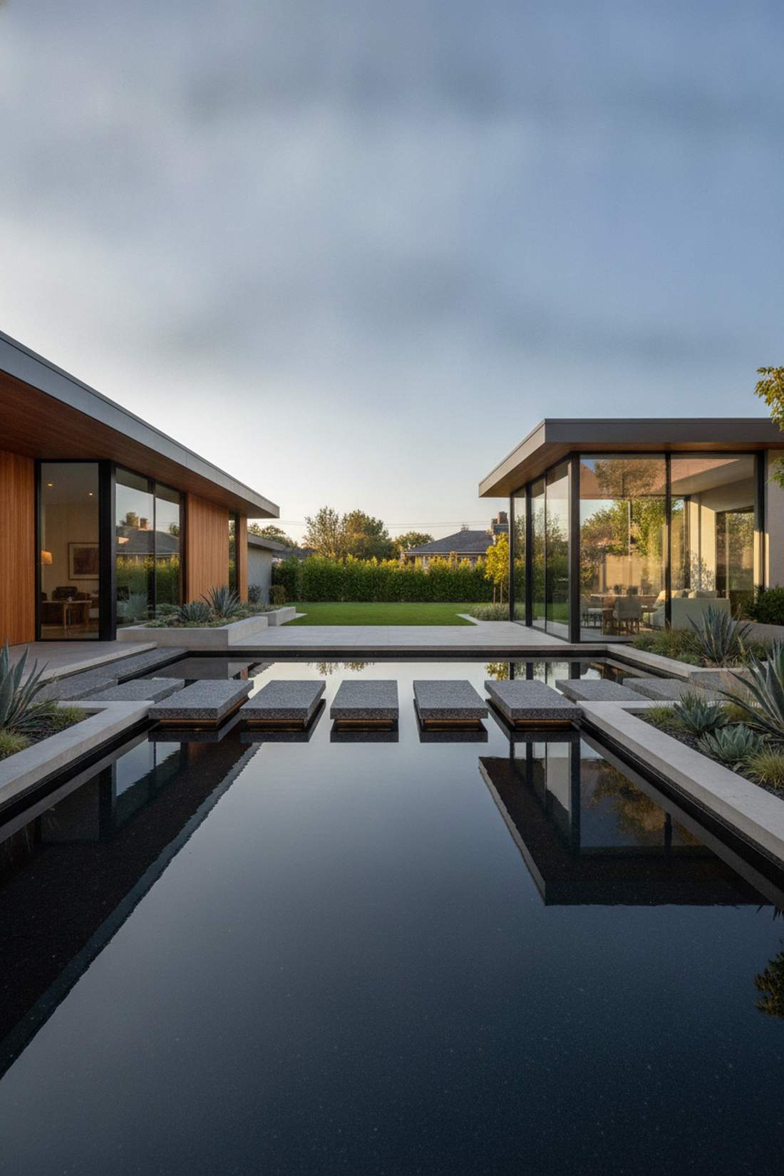 reflecting pool with floating steps