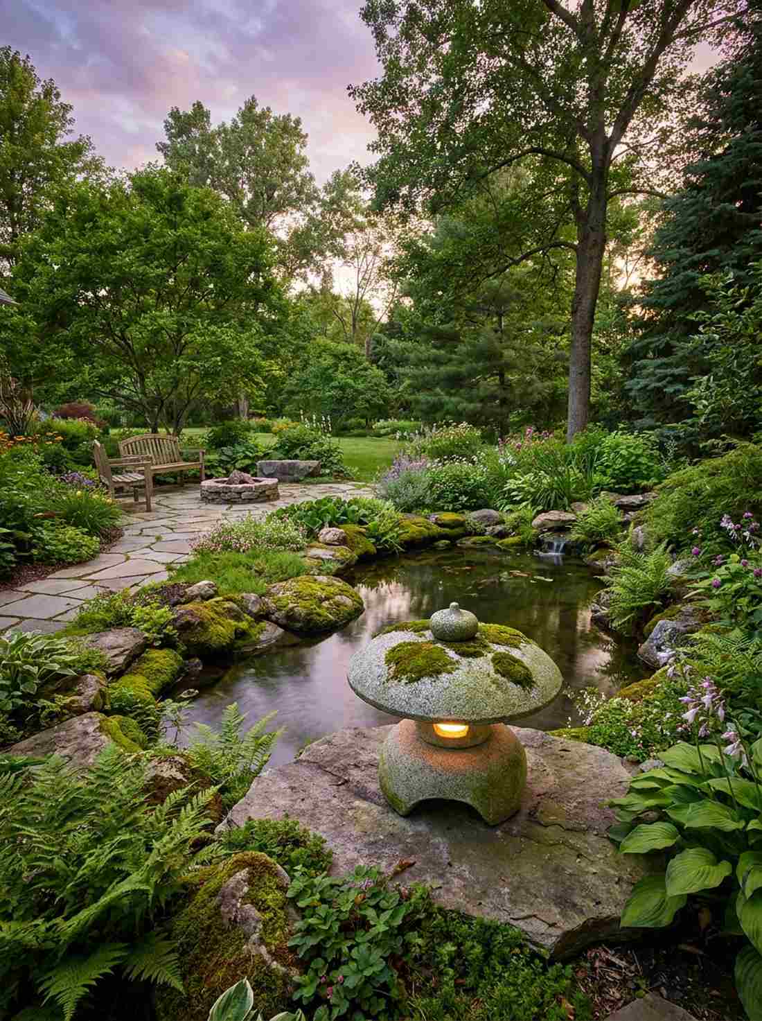 round umbrella pond lantern