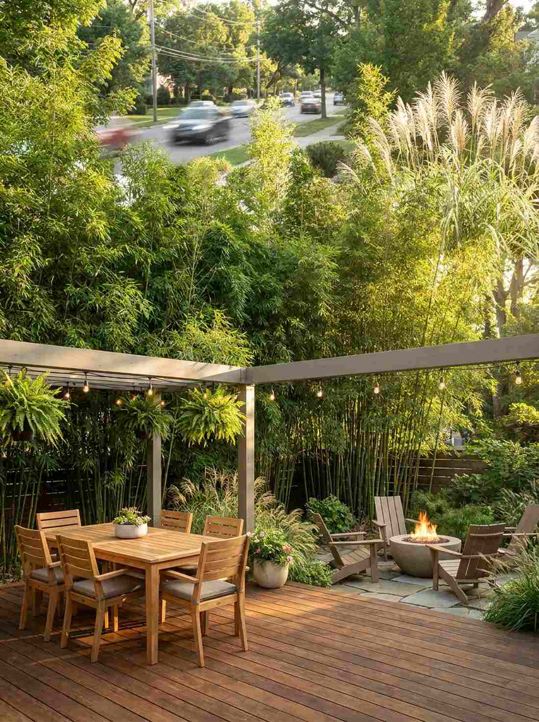 screened sanctuary with bamboo or grasses