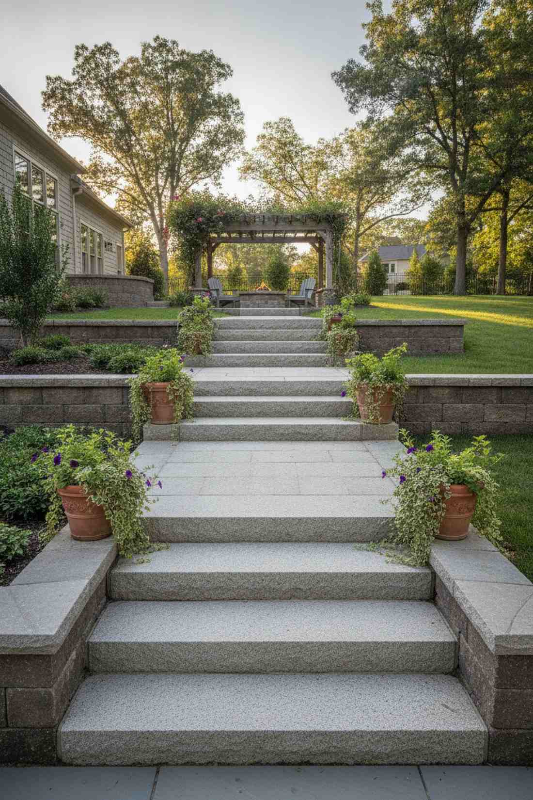 tiered landing steps