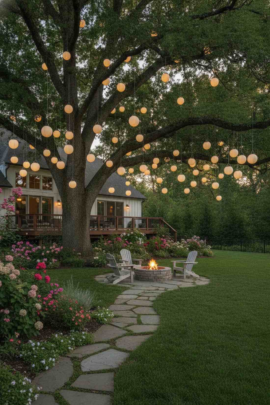tree branch suspended orbs