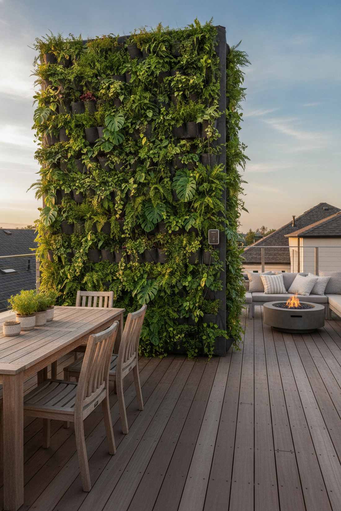 vertical green walls as living privacy screens