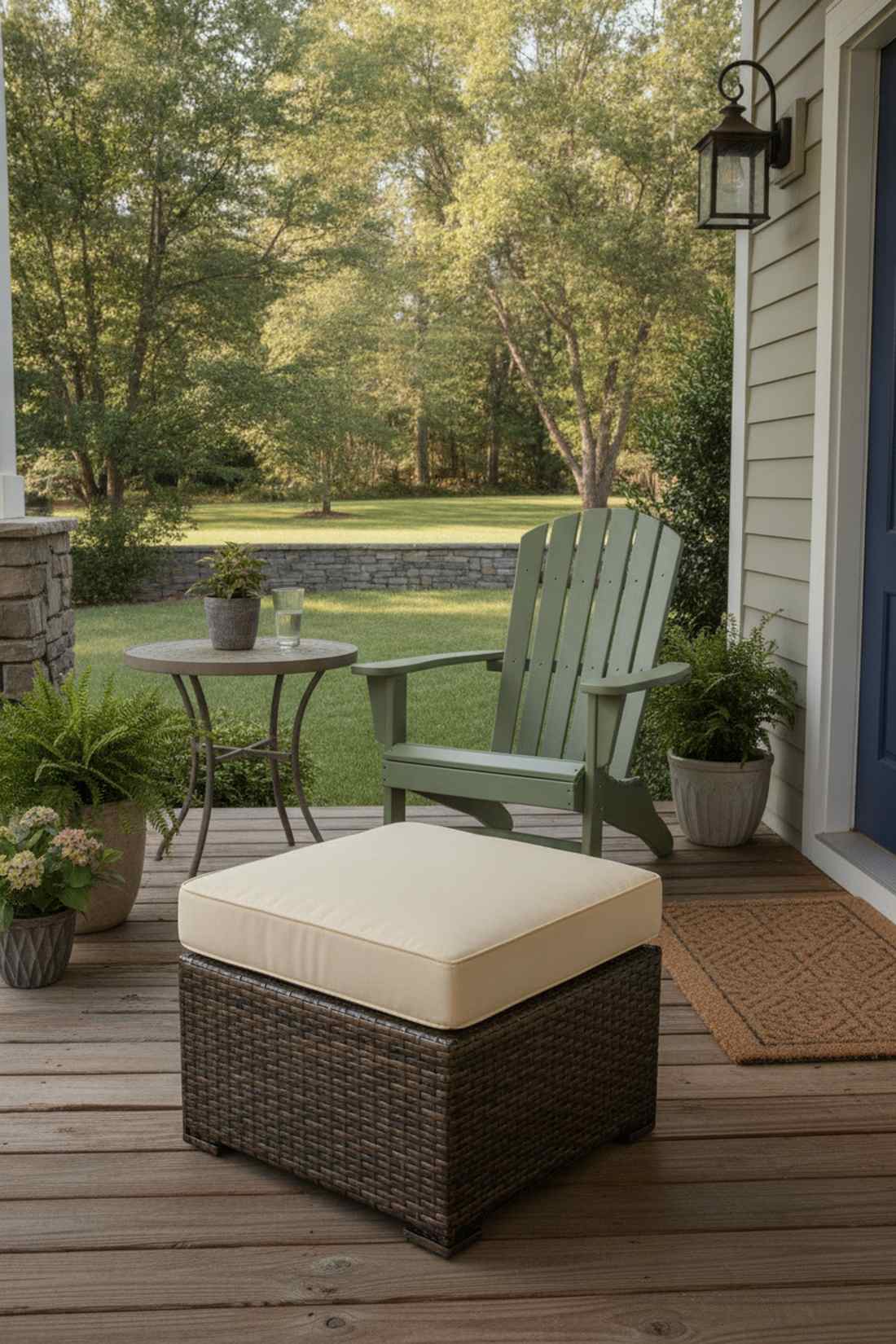 wicker cube ottomans