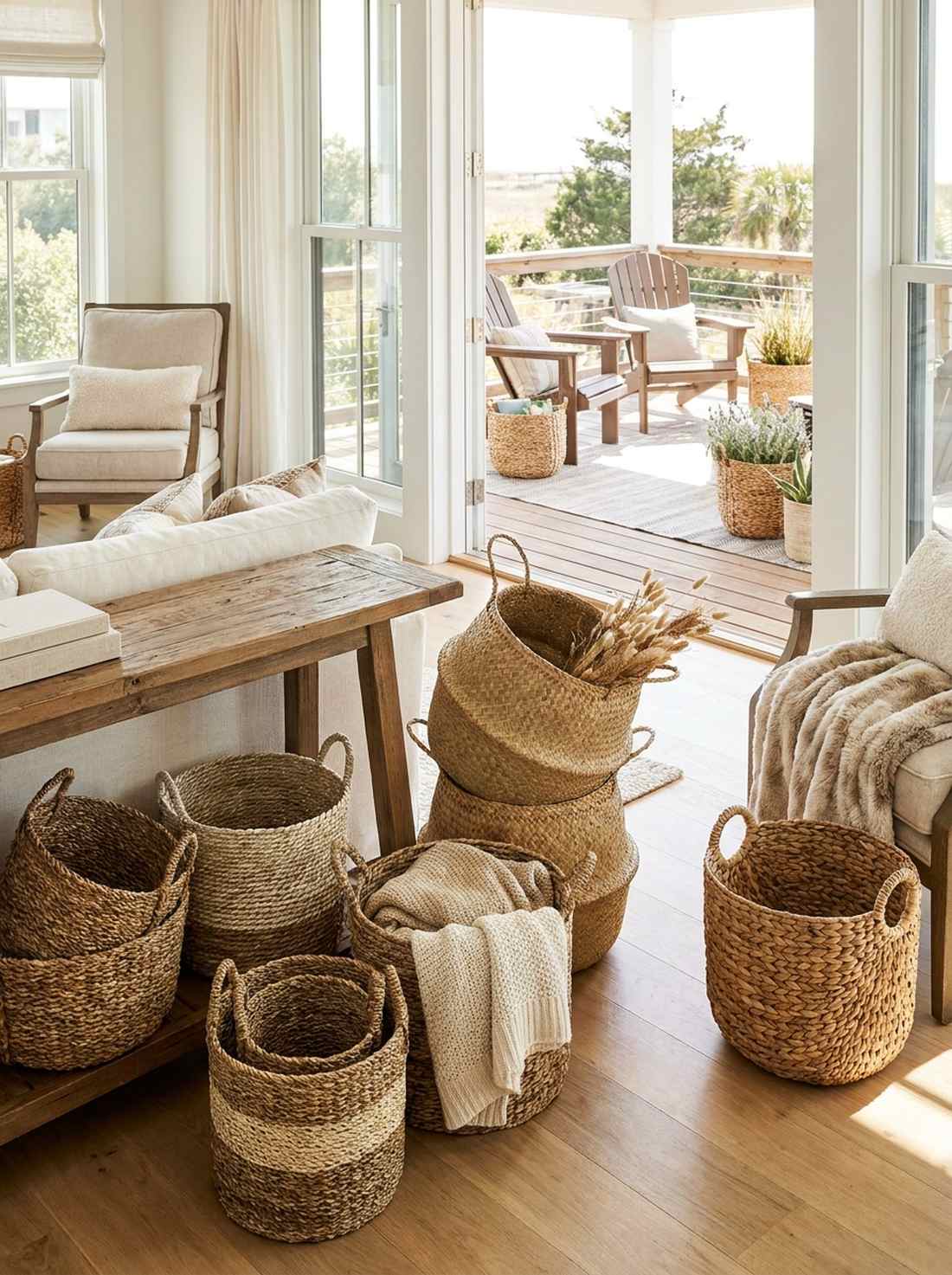 woven seagrass baskets