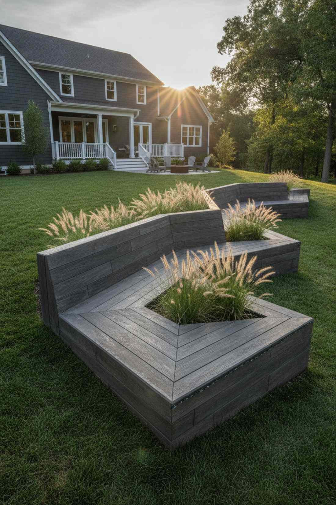 zigzag concrete seating wall