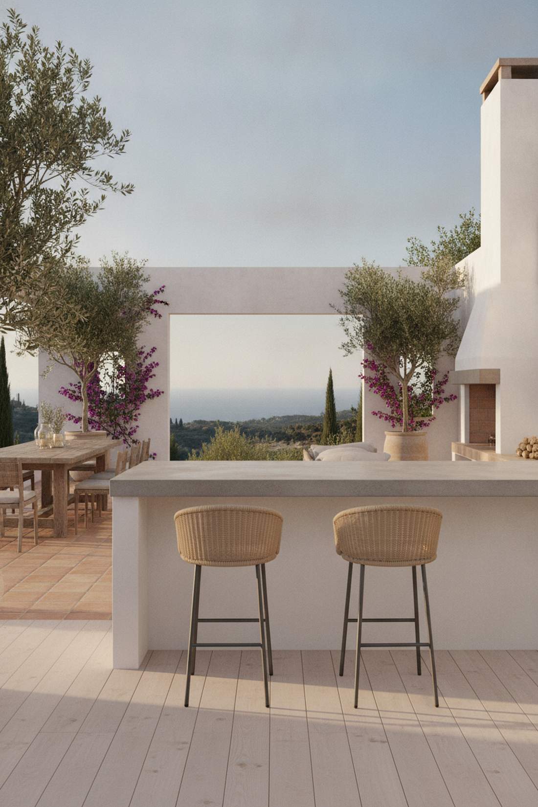 backless wicker stools for minimalist appeal