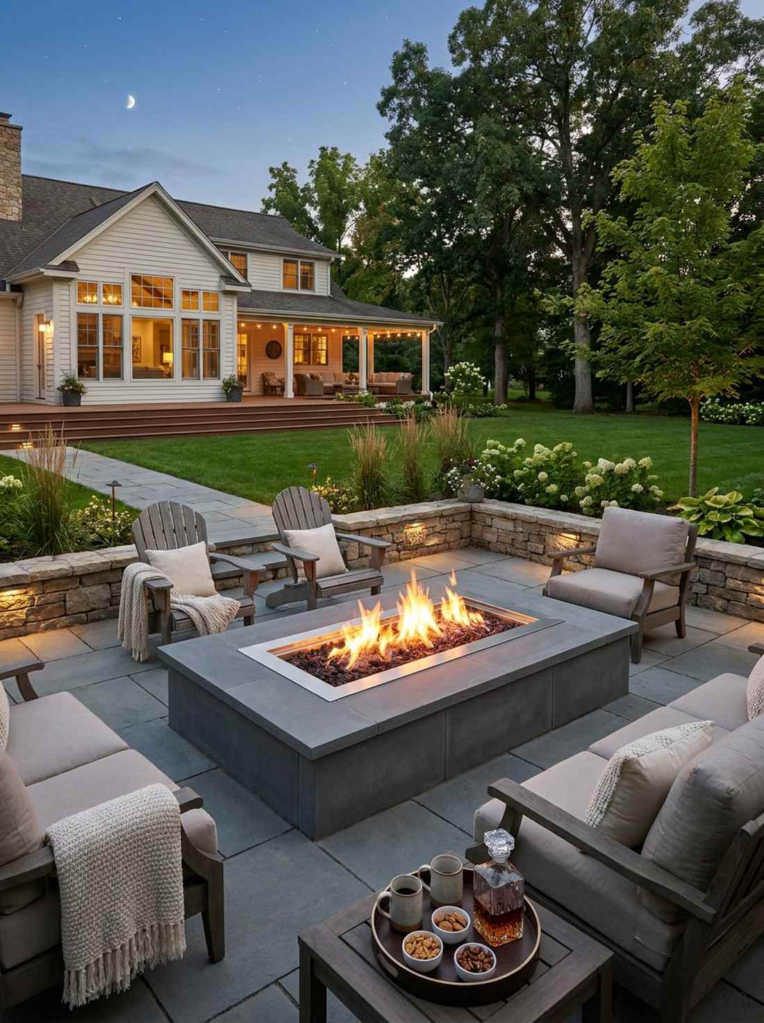 bluestone terrace with fire feature