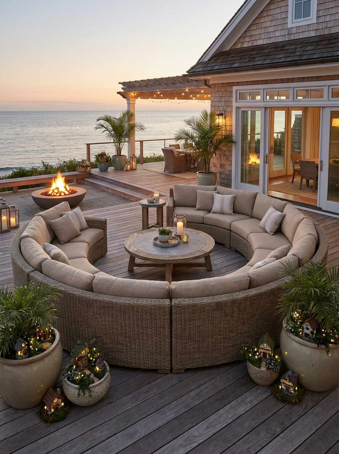 curved rattan sofa
