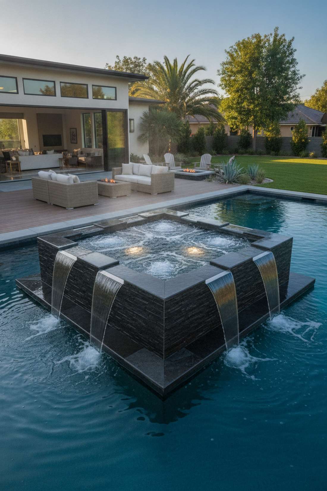 elevated perimeter overflow spa