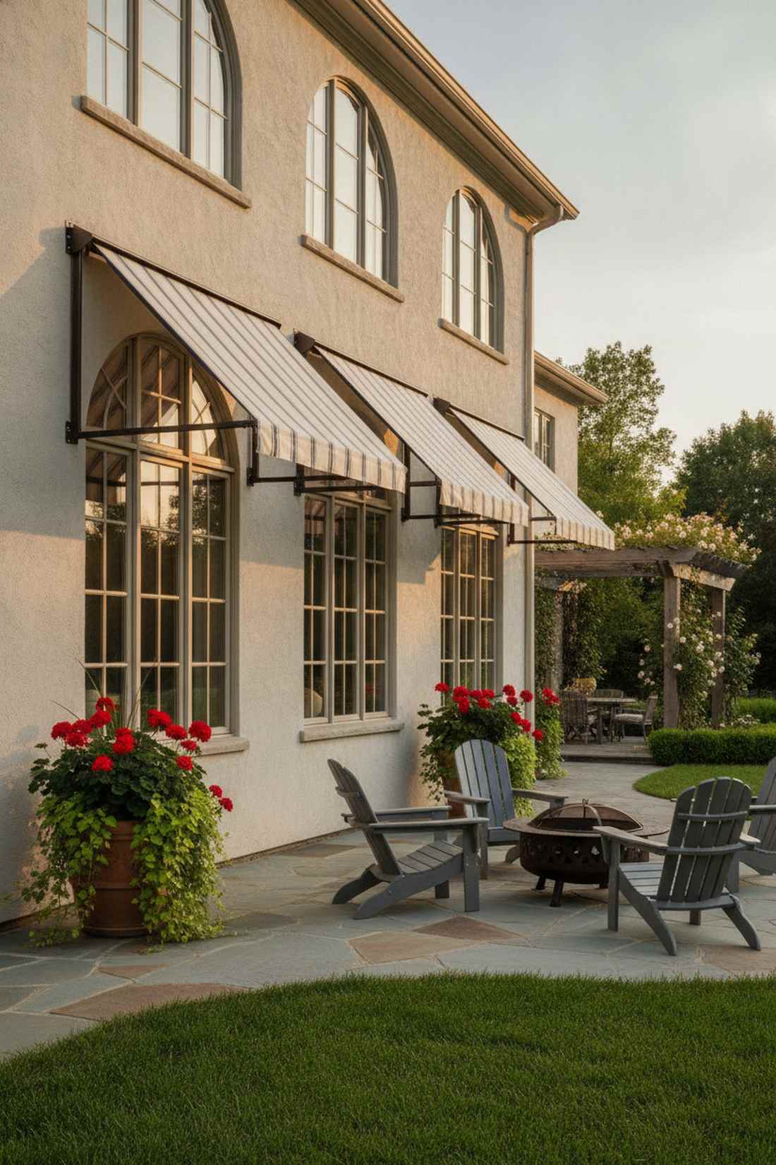 fixed awning style shade panels
