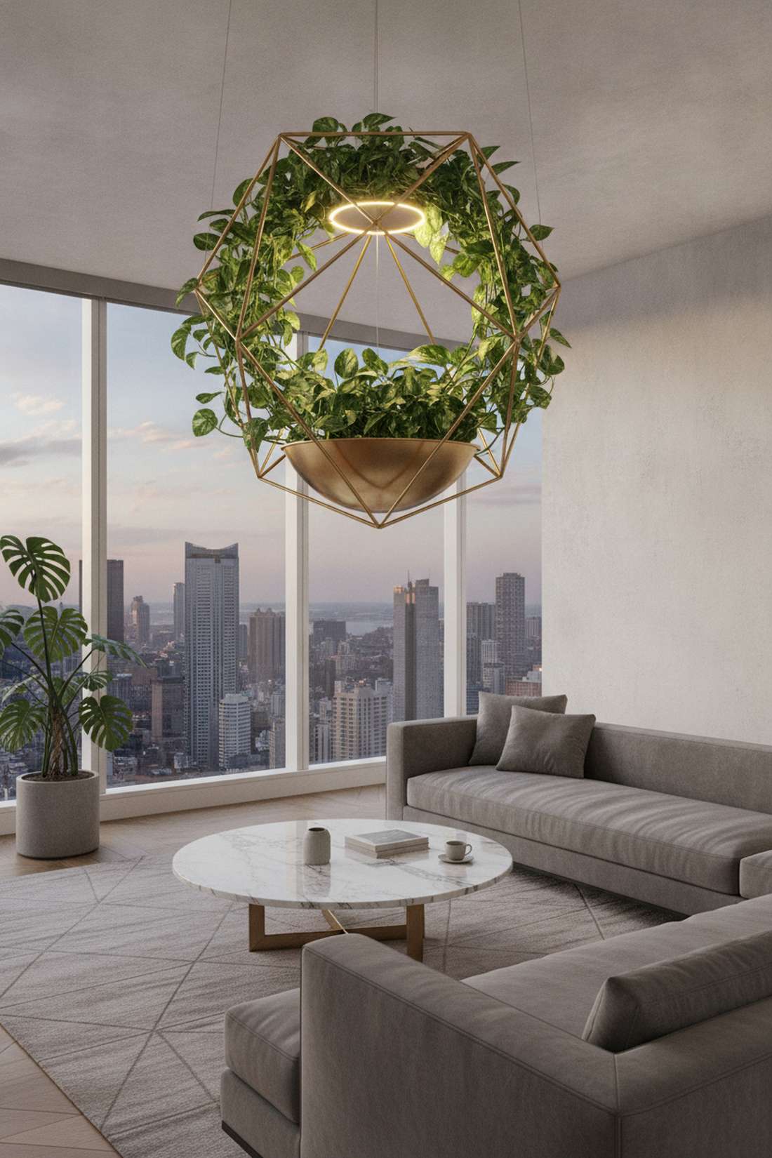 geometric metal cage planter