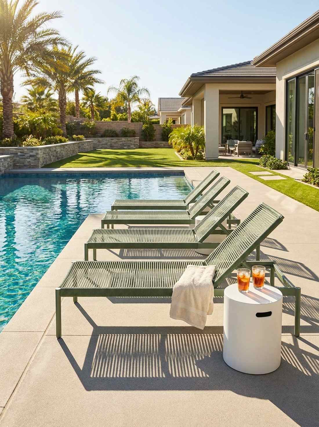 green rope lounge chairs