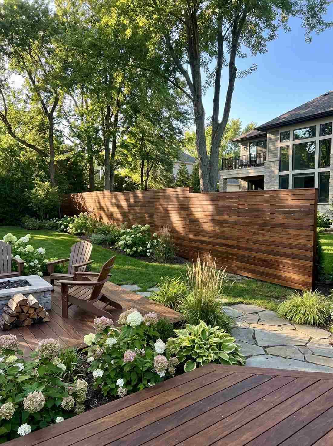 horizontal ipe wood slat fence