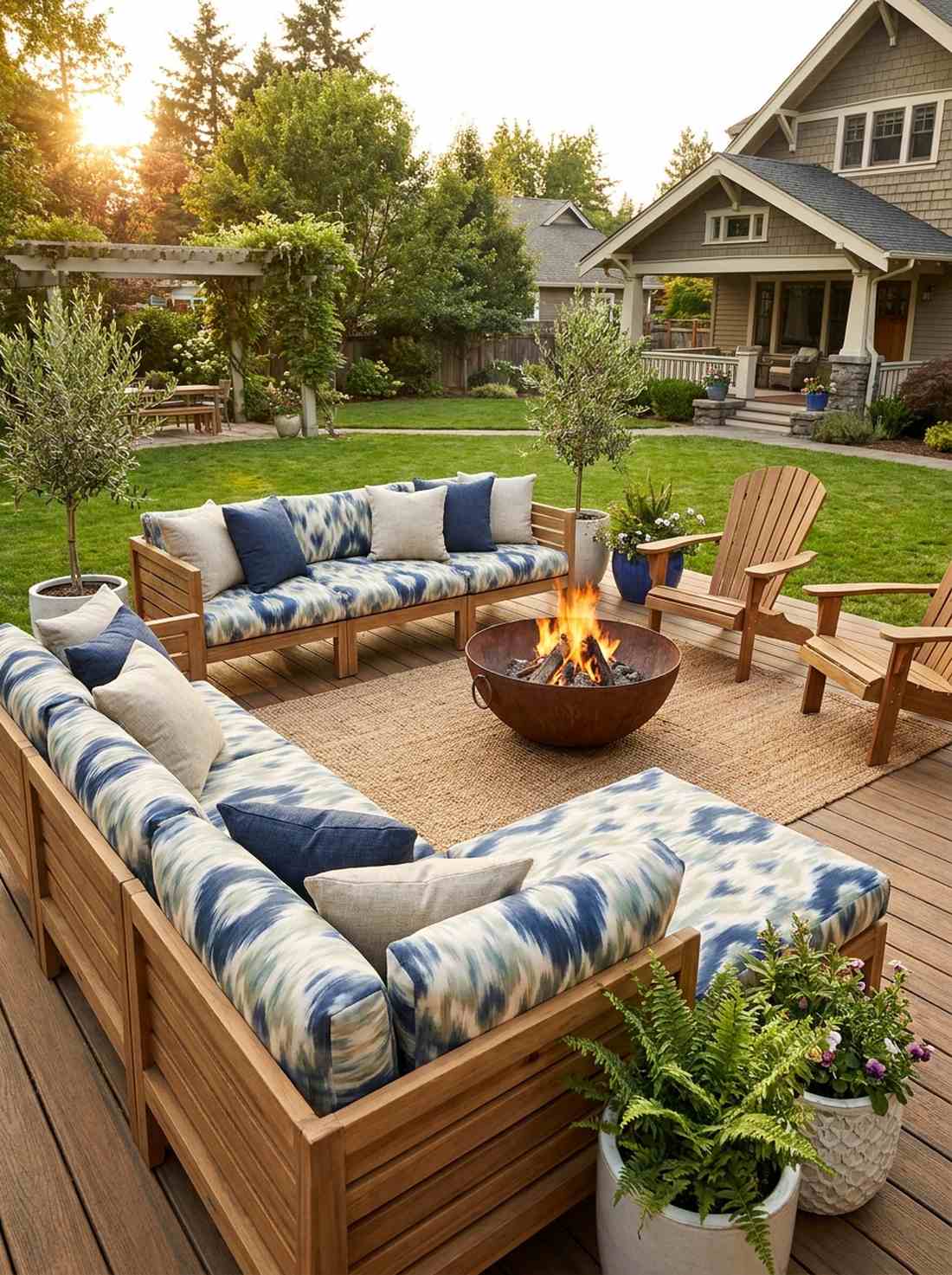 ikat print outdoor cushion