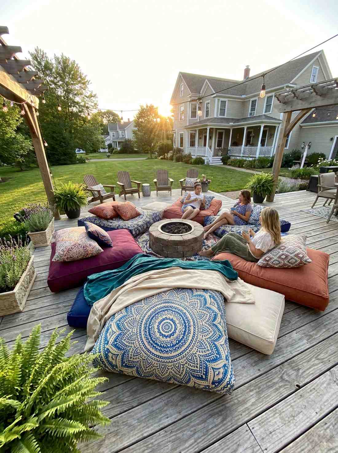 layered floor cushions