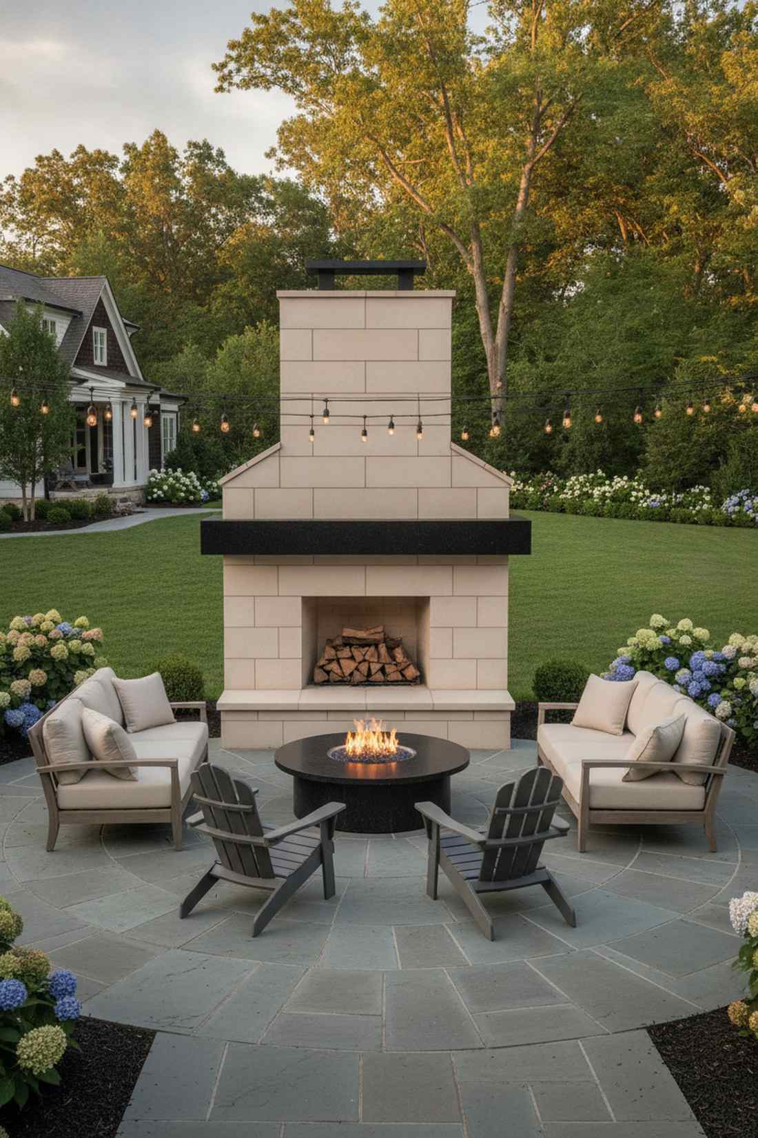 limestone and granite contemporary stone fireplace