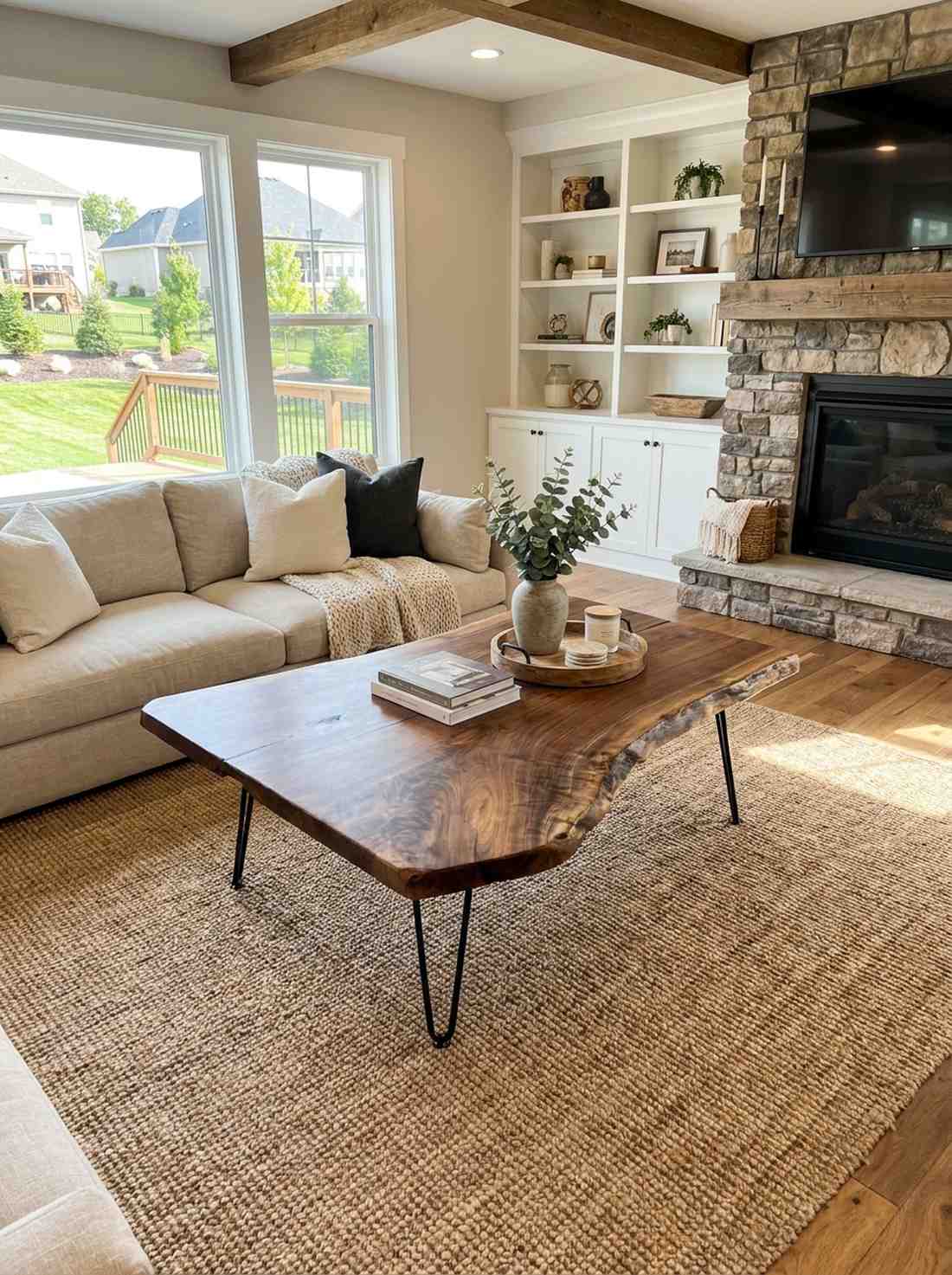live edge coffee table with steel frame