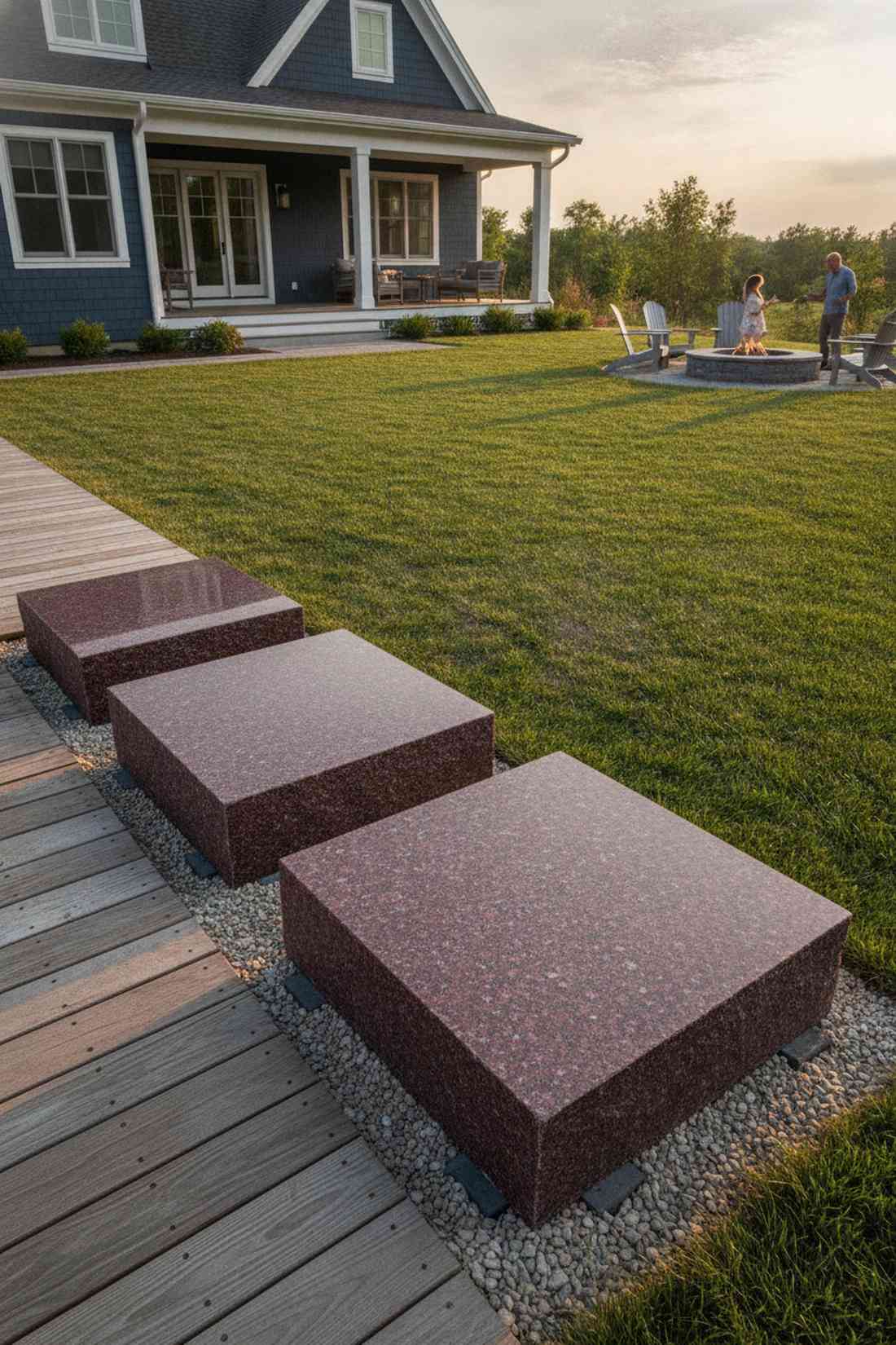 red granite stepping blocks