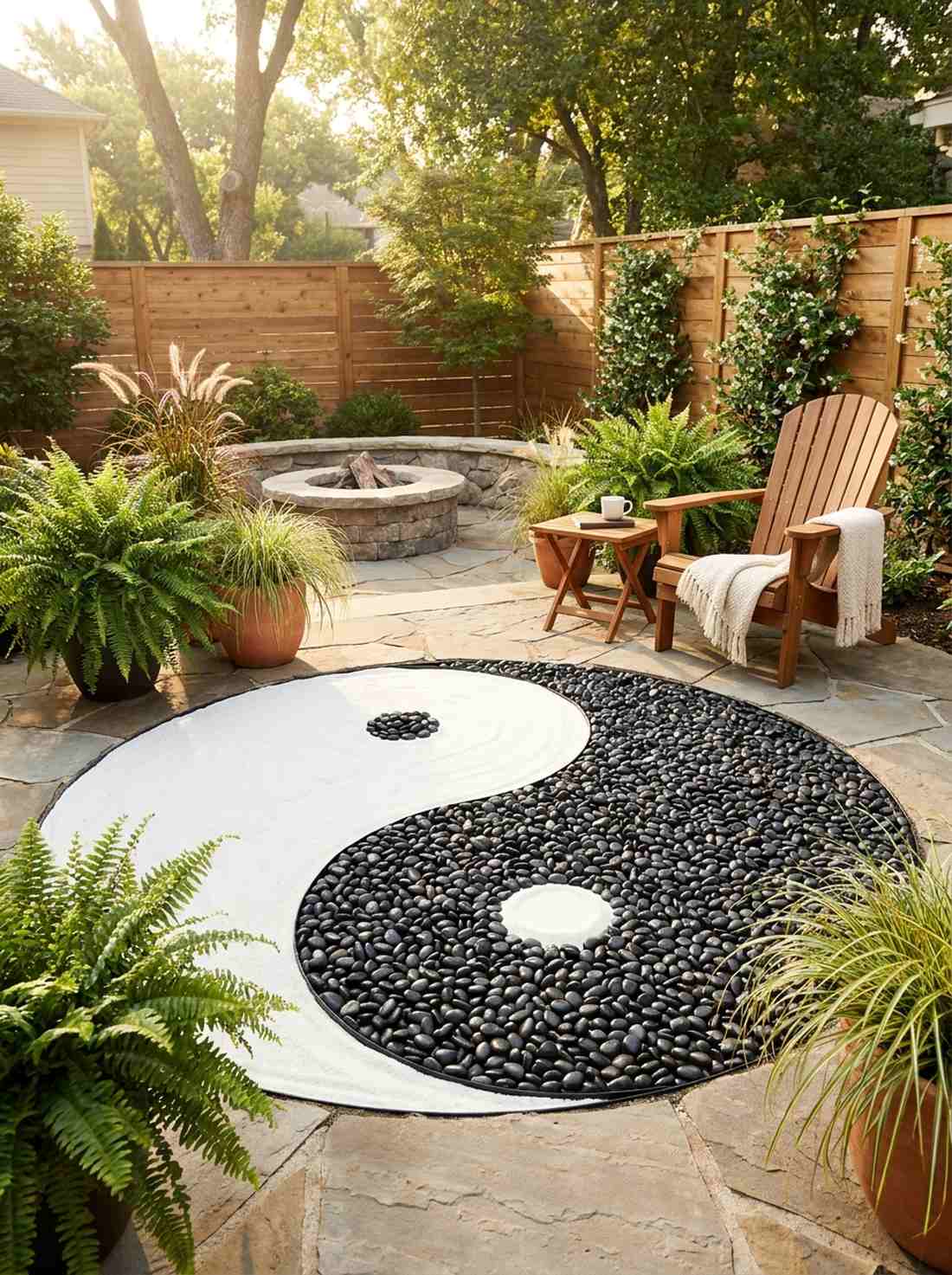 sand and pebble yin yang