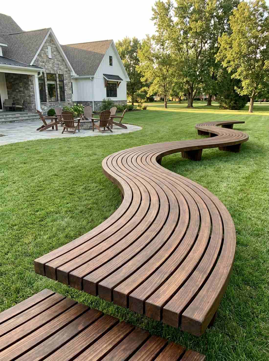 serpentine bench with continuous flow