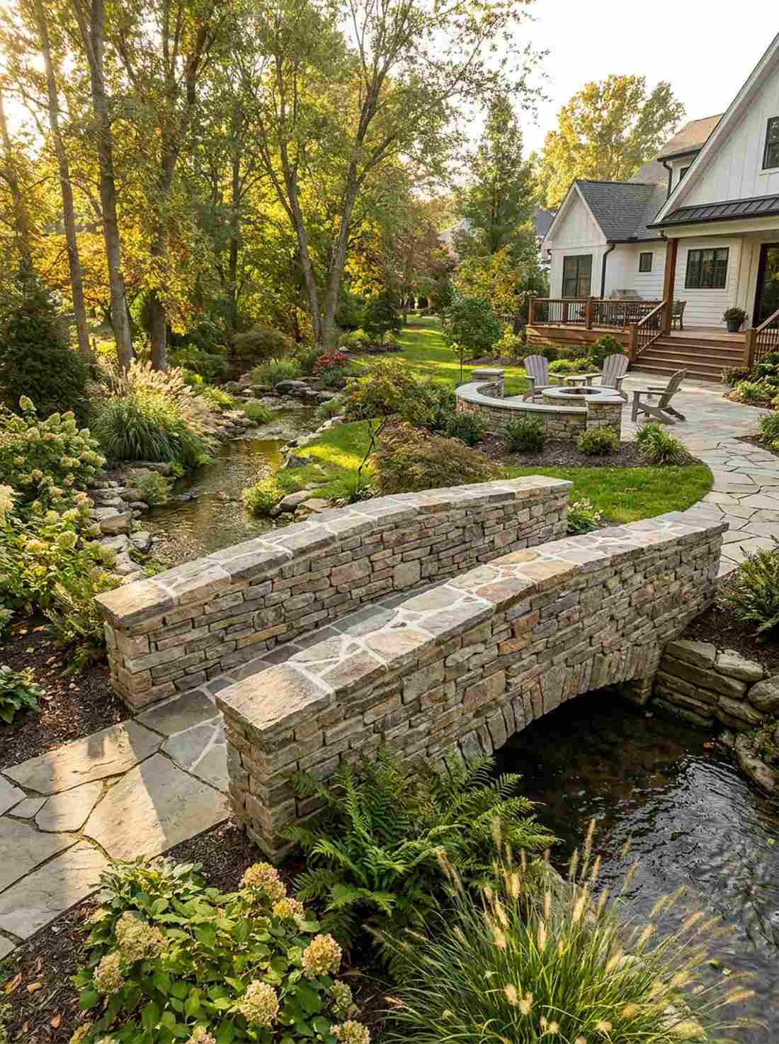 stacked stone beam bridge with mortared joints