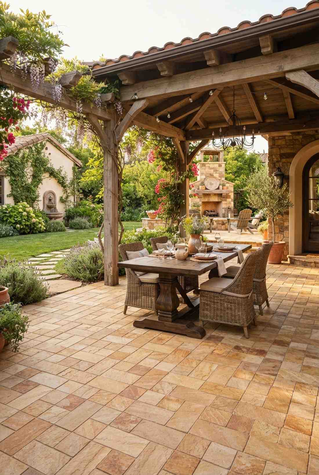 basket weave sandstone pavers