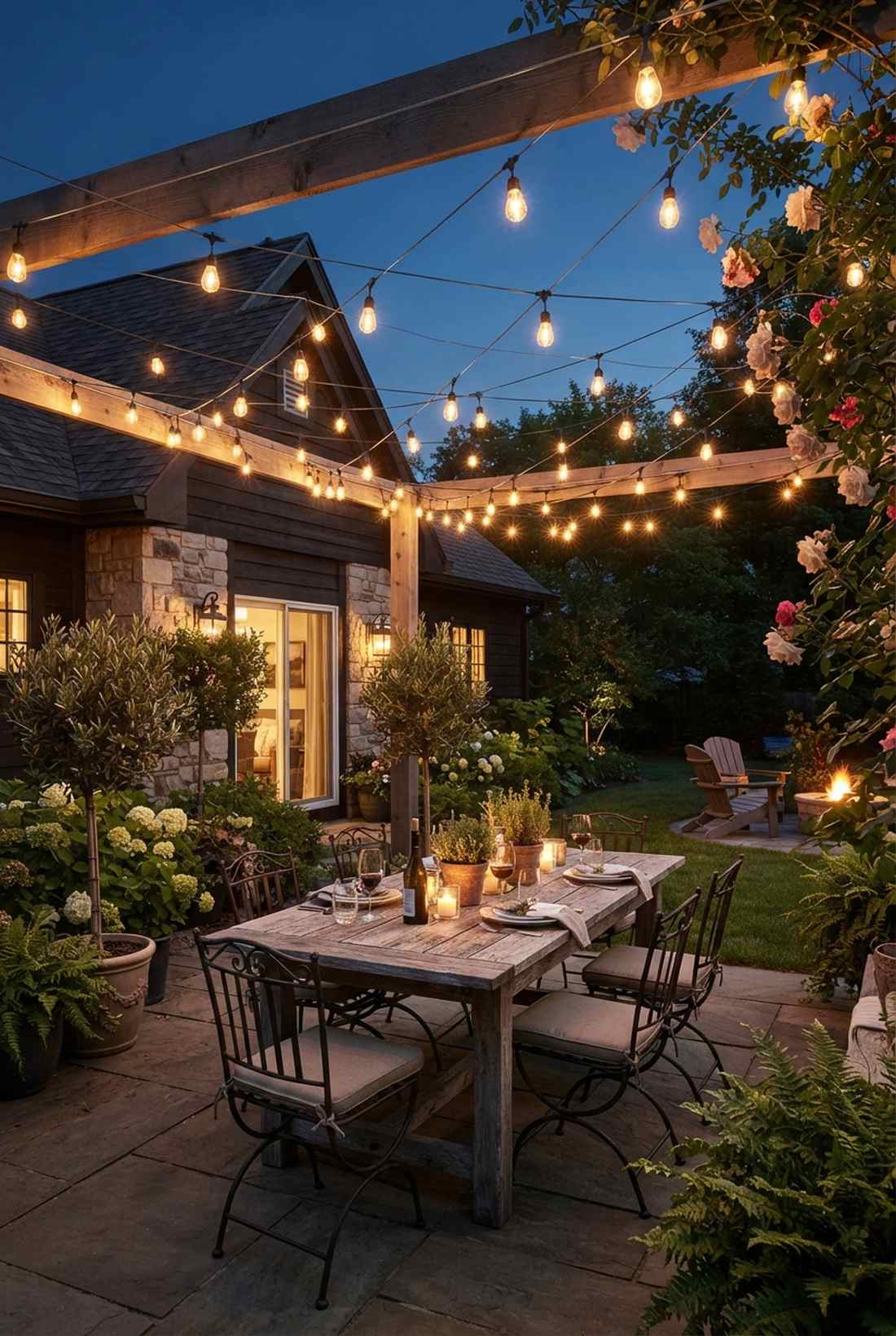 bistro string light dining