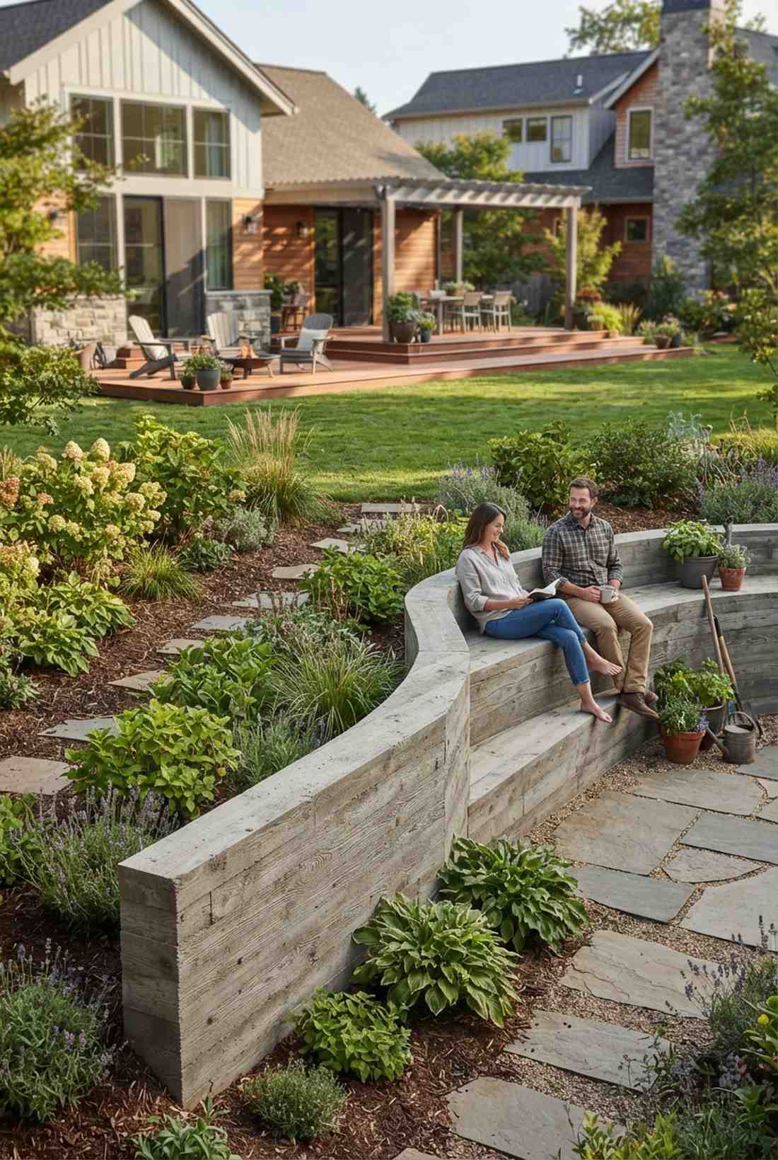 board formed concrete bench wall