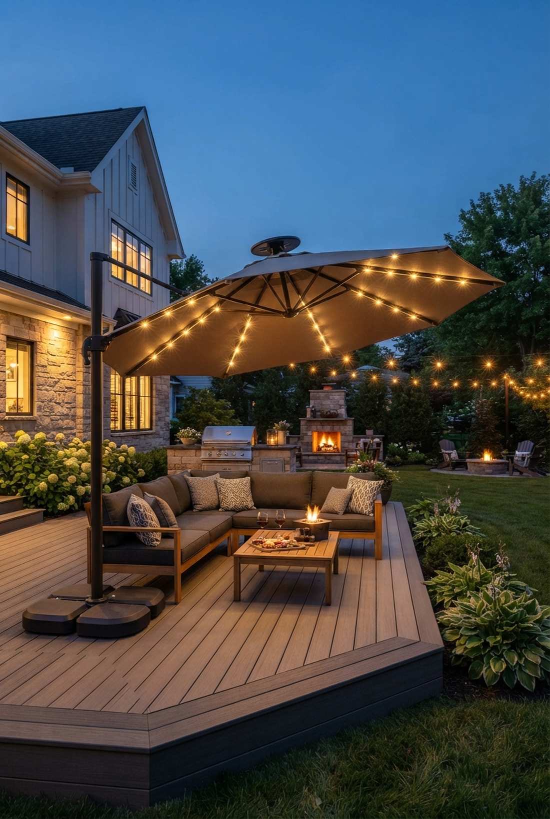 cantilever umbrella with led solar lighting