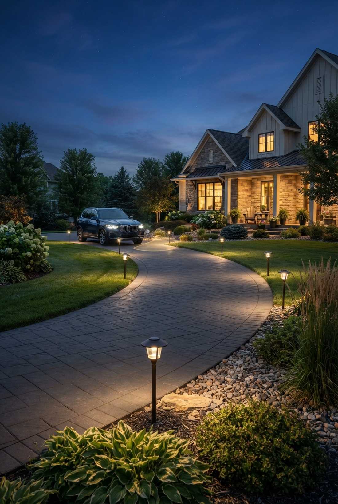 driveway edge path lights with motion zones