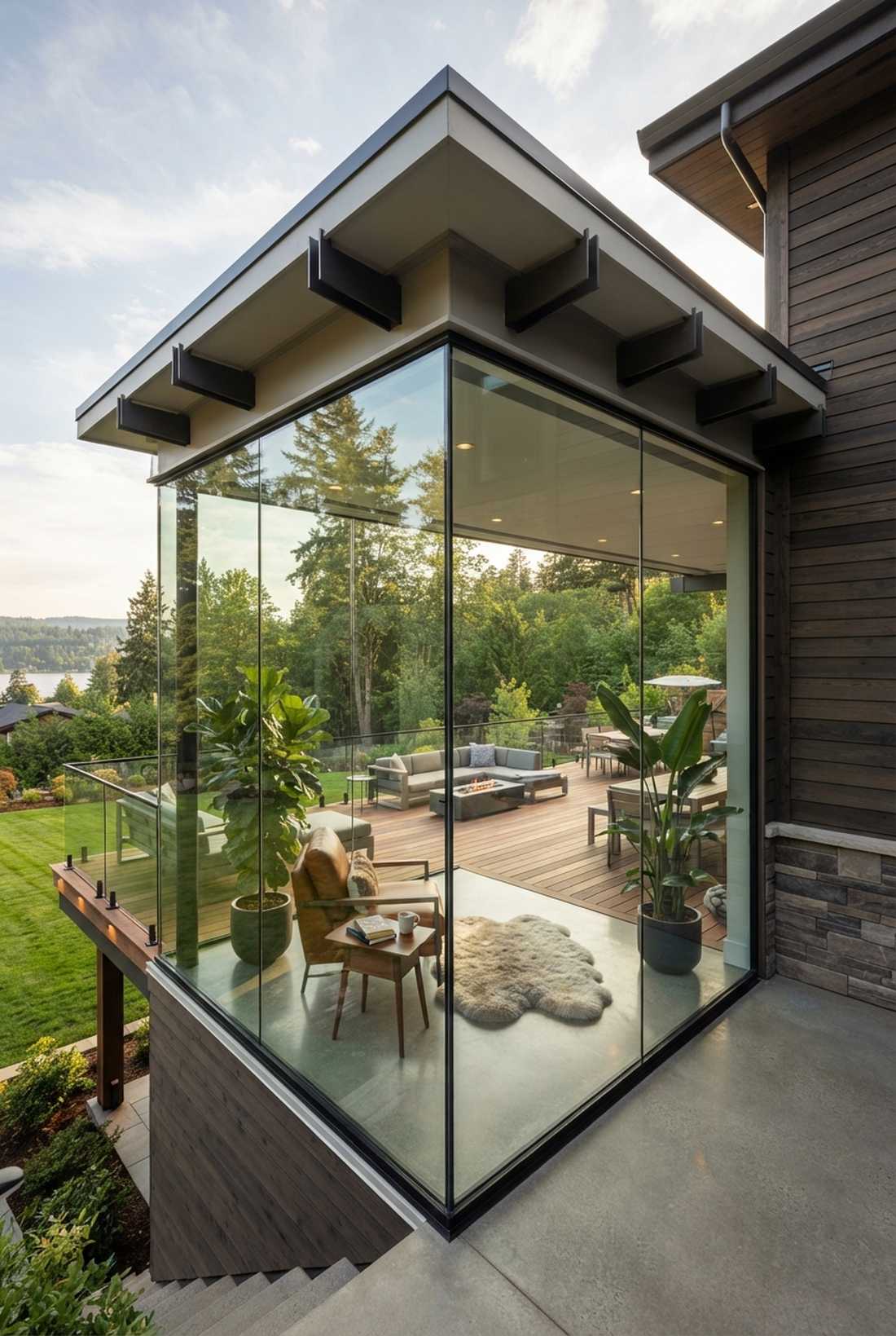frameless glass corner design
