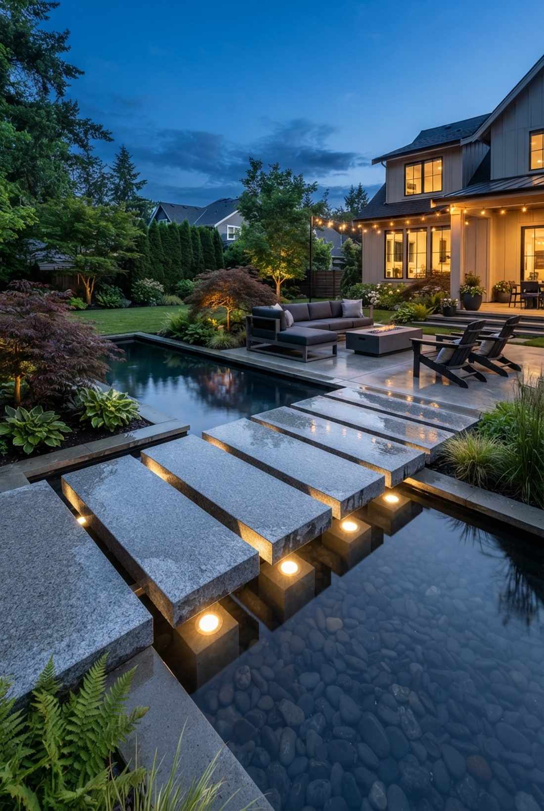 geometric slab pond bridge