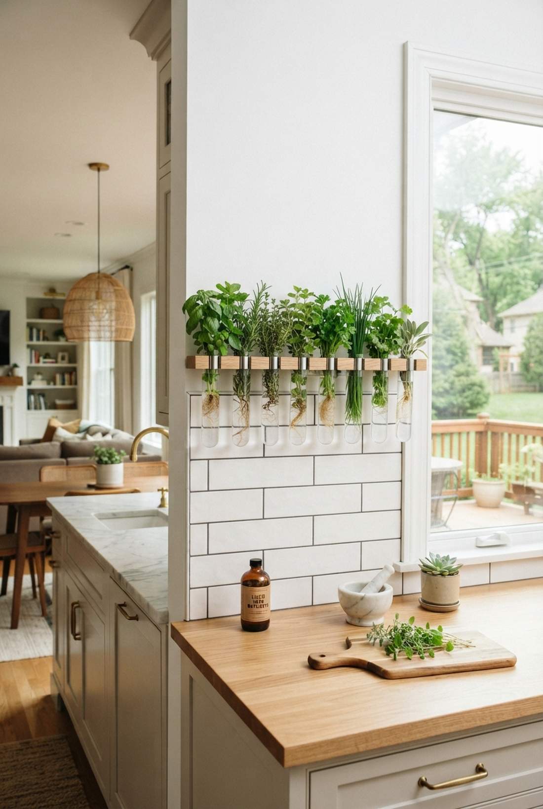 glass jar hydroponic herb rail