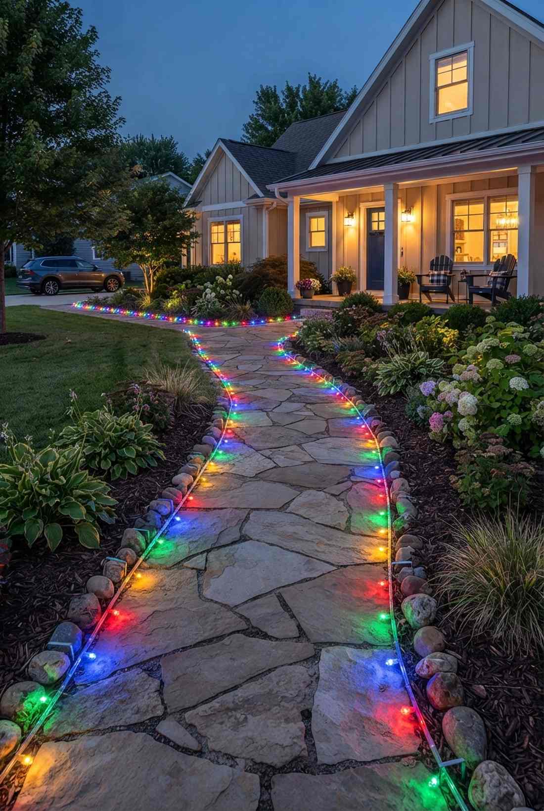 multicolor garden path markers