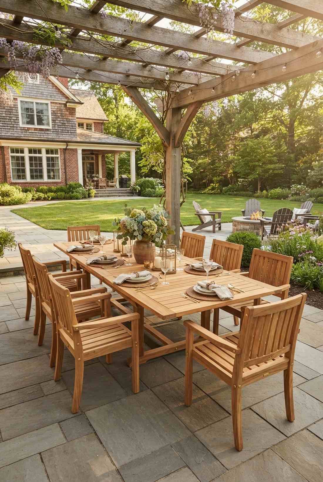 nine piece teak extension dining set