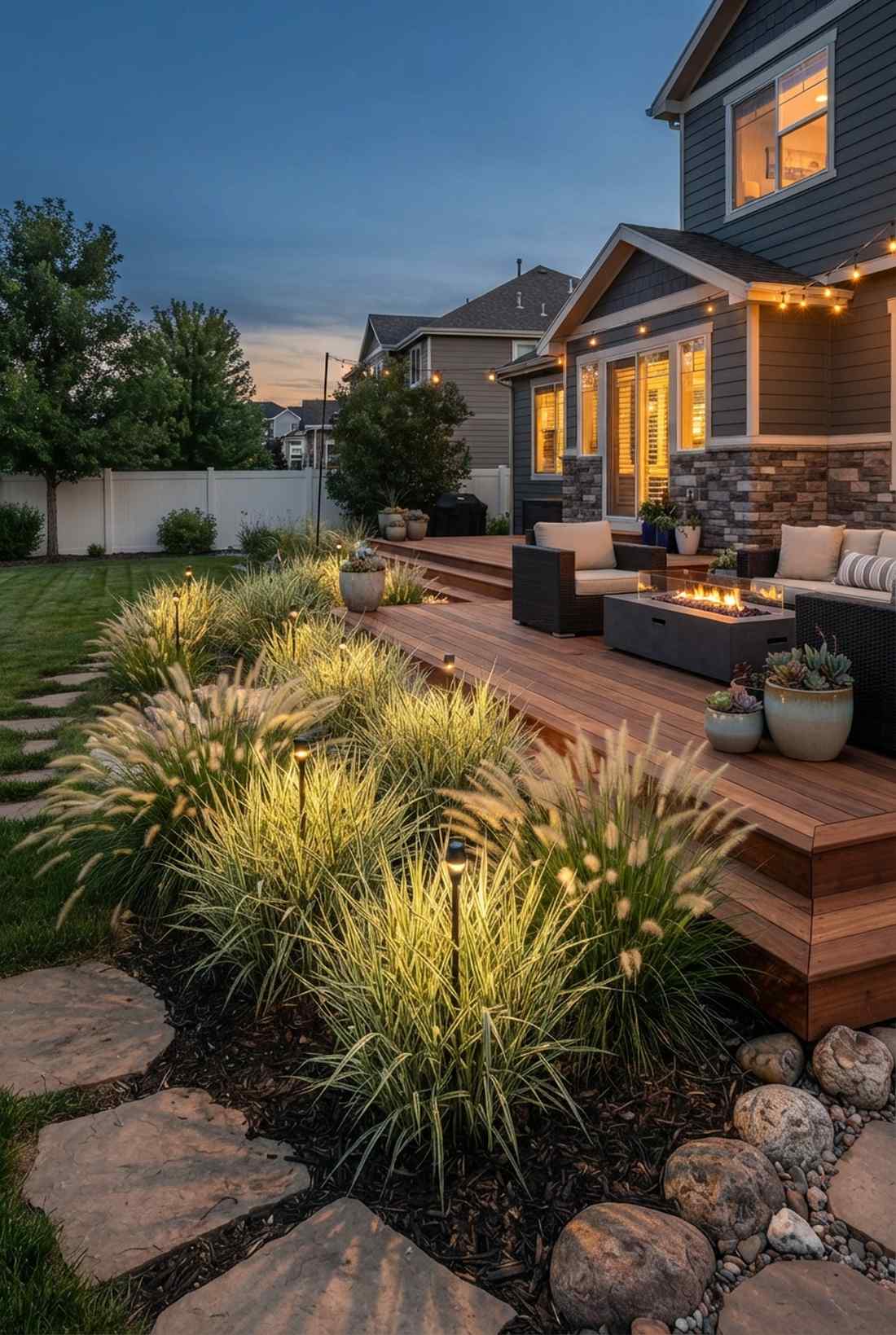 ornamental grass accent lights