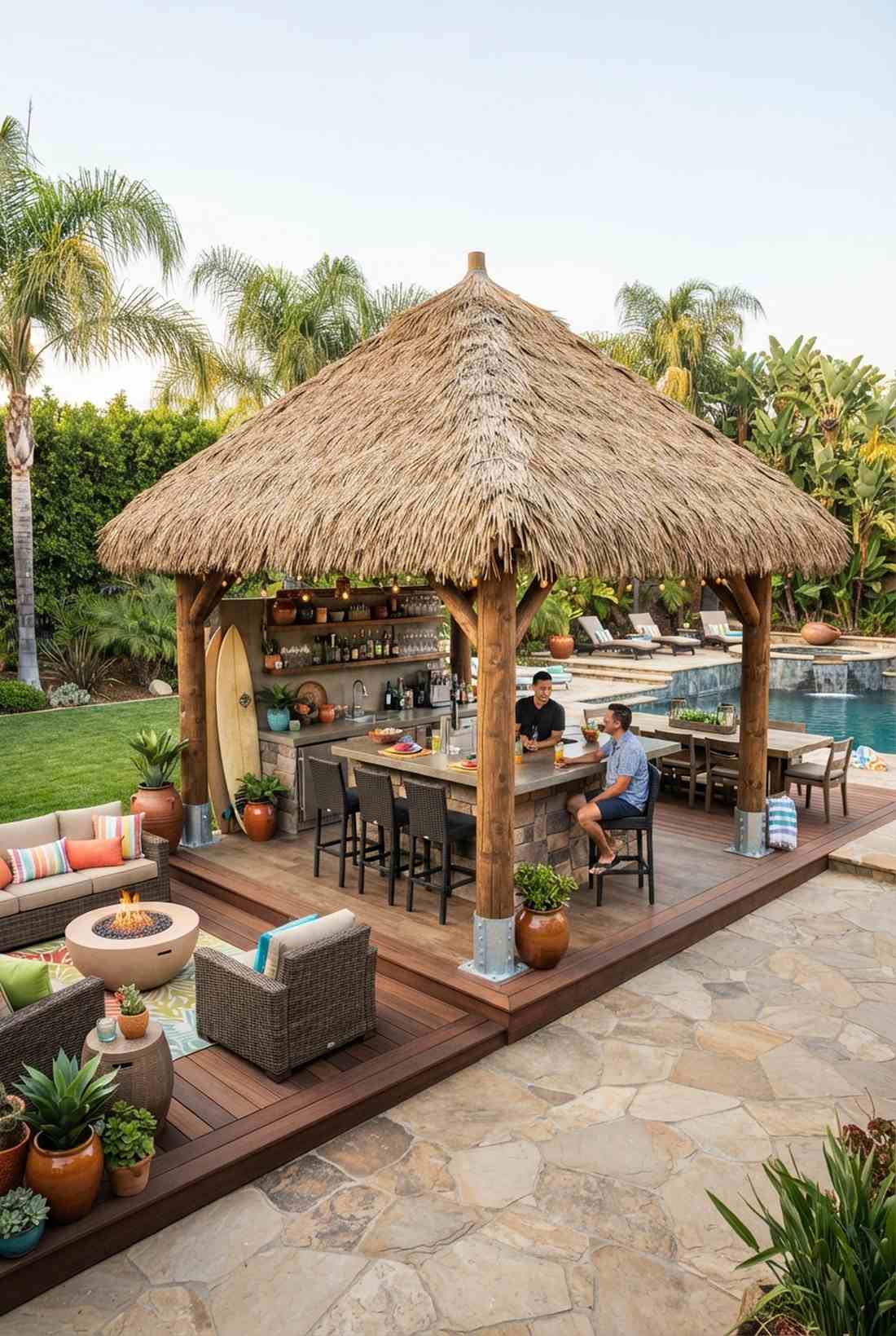 palapa style open bar