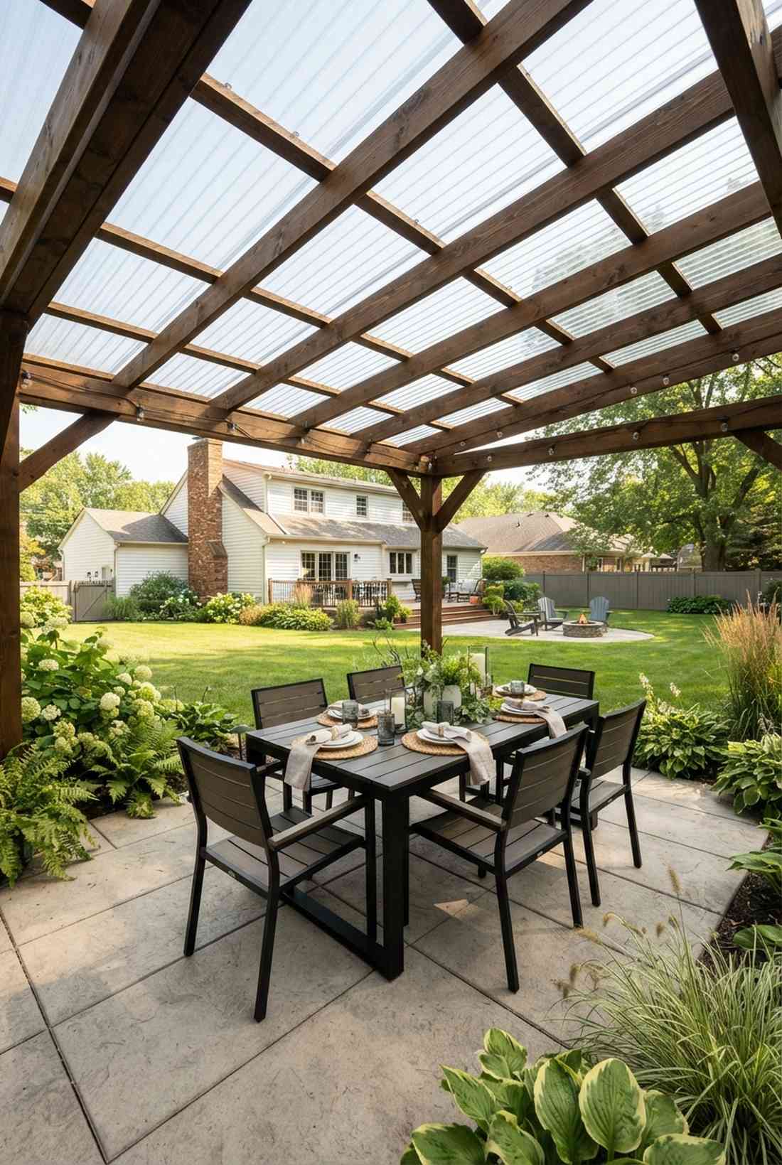 polycarbonate panel pergola roof