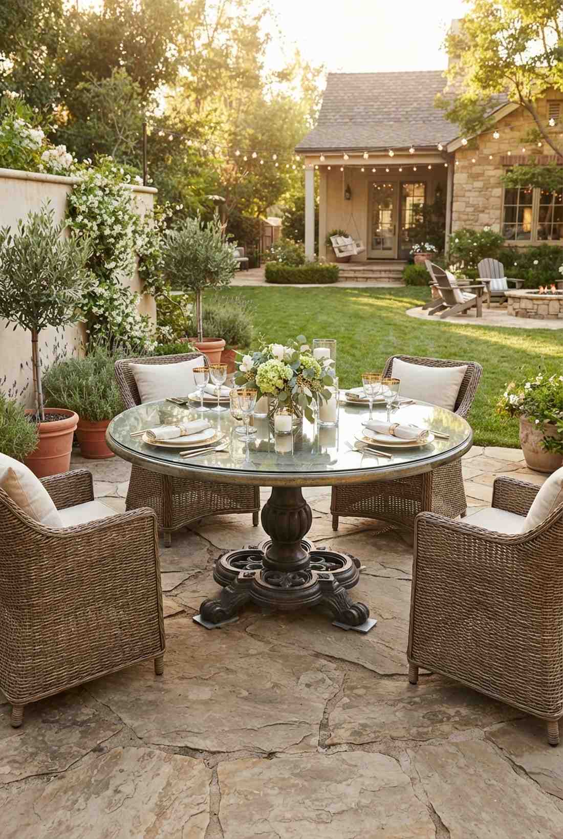 round pedestal table with quatrefoil base