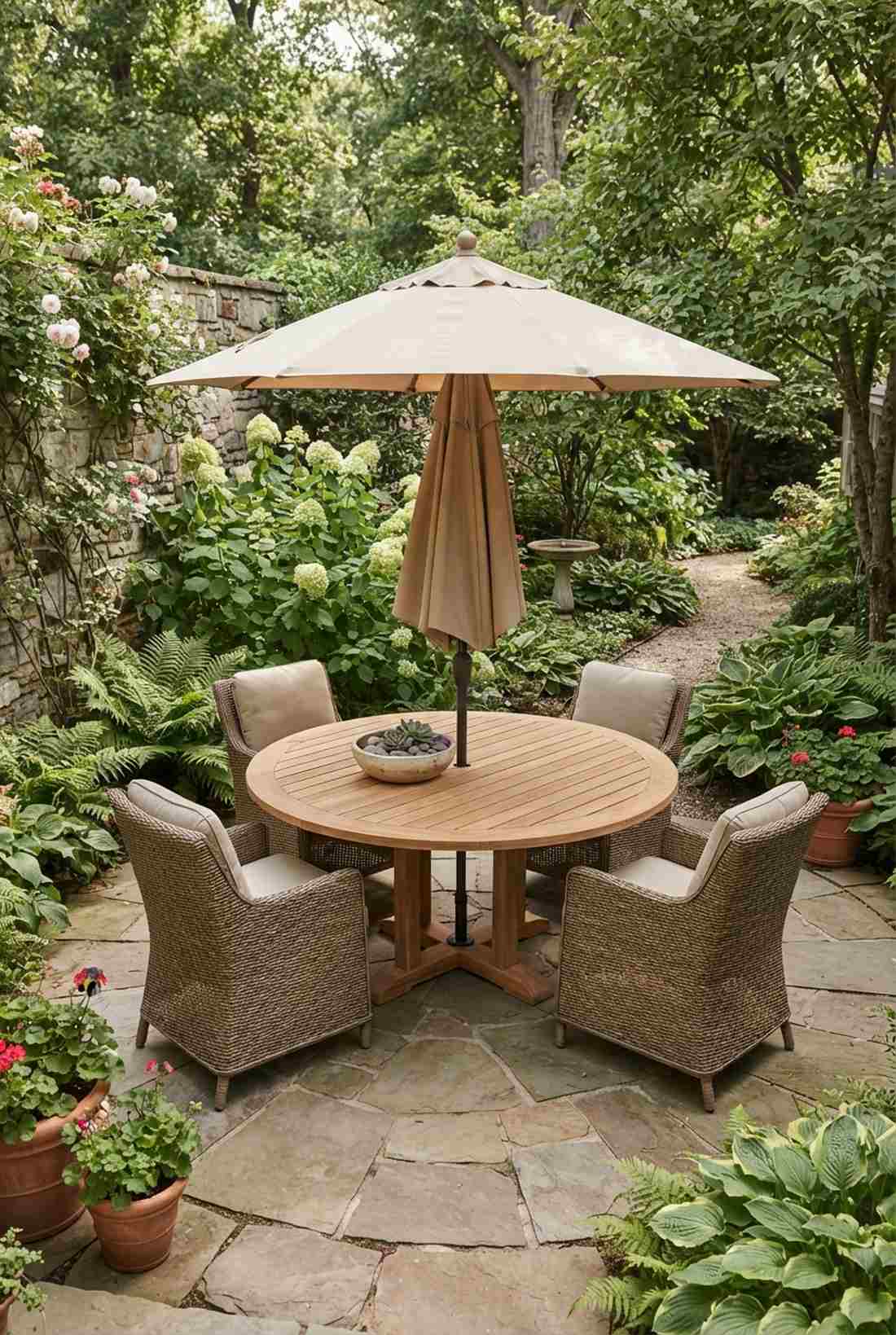 round teak pedestal tables