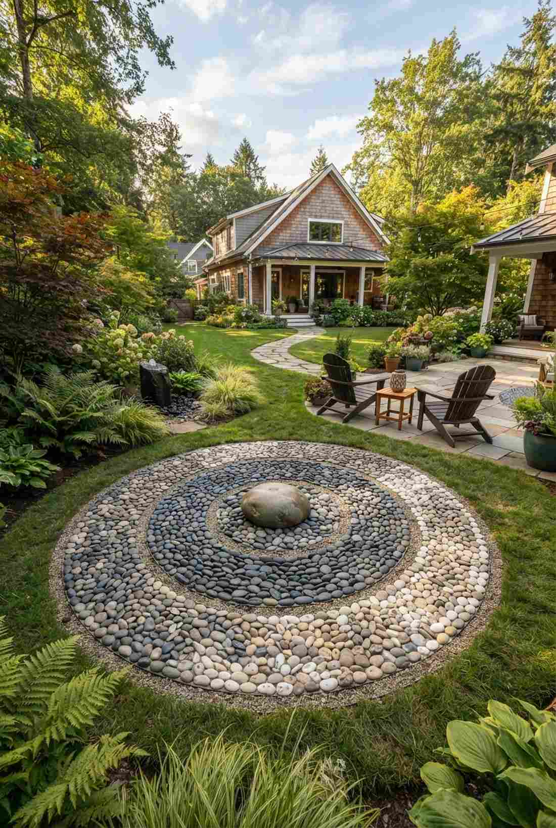 spiral galaxy pebble arrangement
