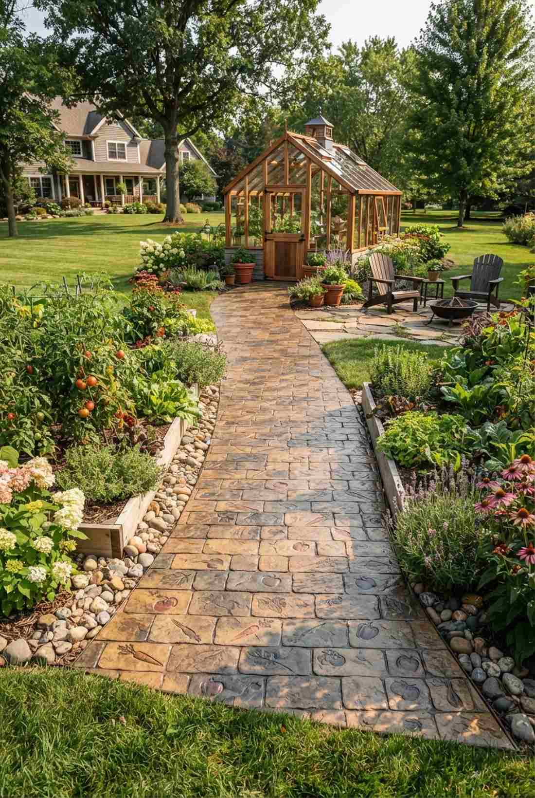 stamped concrete with vegetable motifs