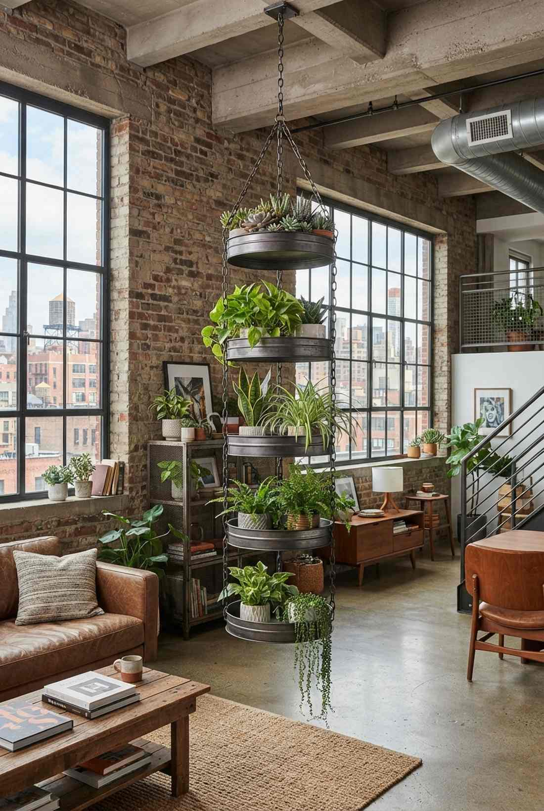 tiered metal hanging planter